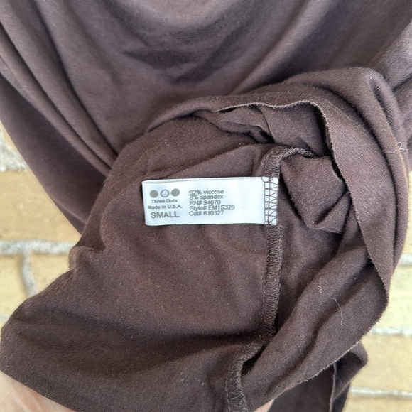 Three Dots Brown Drape Neck Top - Picture 4 of 4